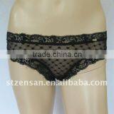 MESH THONG WITH LACE TRIM UNDERWEAR