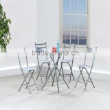 Folding round table set metal dining set for 4 persons