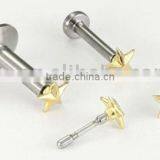 Stainless Steel Internally Threaded Star Labret Rings Body Piercing Jewelry