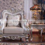 Graceful European Noble Living Room Furniture Genuine Leather Sofa Set thumbnail-2