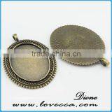 Oval Cameo Pendant Setting ,DIY Jewelry Cameo Jewelry Settings,Metal Charms Flower Setting thumbnail-1