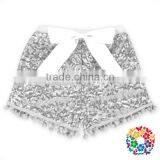 Silver Sequin Back Cotton With Bow Girls Shorts Boutique Baby Sequin Shorts thumbnail-1