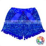 Silver Sequin Back Cotton With Bow Girls Shorts Boutique Baby Sequin Shorts thumbnail-3