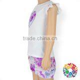 Girls Boutique Summer New Fashion Singlet Two Pieces Outfits Purple Flower Clothing Set thumbnail-1