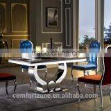 A8035 Modern Design Clear Glass Top Dinning Table With Stainless Steel Feet thumbnail-1