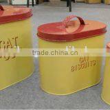 Set of 2 Oval Metal Pet Feed Tin Container thumbnail-2