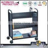 Library Double Sided Book Trolley Mobile Steel Book Cart For Sale thumbnail-5