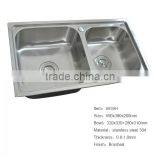 Double Bowl Stainless Steel Drop-In Topmount Kitchen Sink thumbnail-2