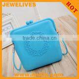 Sky Blue Embossment Lace Fashion Function Silicon Coin Bag Pouch Wallet Cellphone Mobile Silicon Cosmetic Bag Purse thumbnail-1