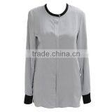 Factory Latest Designs Long Sleeves Round Collar Ladies Silk Blouses Chiffon Blouse 2015 thumbnail-4