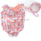 Summer Baby Clothes Romper and Headbands Set Bow Baby Girls Onesie thumbnail-1