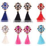 Bohemian Jewelry Rhinestone Gems With Alloy Plated Tassel Dangle Earrings thumbnail-1