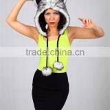 Funny Cute Christmas Cosplay Silver Fur Fox Ears Hat thumbnail-1