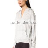 V-neck Hooded Sweatshirt for Woman Soft Light Cotton With Front Pocket Women Spring Thin Fleece thumbnail-3