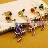 Cute Gecko Mobile Phone Accessories Jewelry Fashion Metal Gold Phone Dust Plug in Bulk thumbnail-2