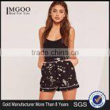 Custom Full Print Flower High Waisted Boxer Shorts Floral Print Suit Shorts Black thumbnail-1