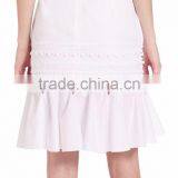 High Fashion Elegant White Knit Skirts Cut Out Crochet Trim Track Midi Skirt For Ladies thumbnail-4