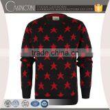 Crew Neck Pullover Blend Knit Star Pattern Fashion Mens Winter Jacquard Sweater thumbnail-1