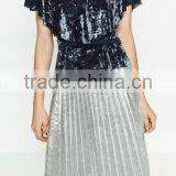 Runwaylover EY2382B Sexy Deep V-Neck 2017 Ladies Falbala Crop Tops thumbnail-1