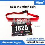 2017 Race Start Number Belt With Gel Holders - 6 Belt Colors - IronMan Triathlon Stretch Print Race Bibs Number Belt thumbnail-1
