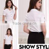 Women's White Short Sleeve Shirt of Good Guality (DSHL096) thumbnail-6