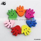 Colorful Palm Shaped Wood Buttons 20mm Buttons With Holes for Clothing thumbnail-1