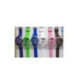 Blue / White / Pink / Brown / Green Silicone Ice Watch Calendar Wheel Customized Color