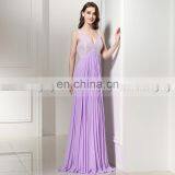 Wholesale Elegant V Neck Lace Top Chiffon Simple Long Evening Dresses SD386 thumbnail-3