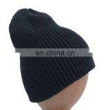 Black Color Custom Made Your Own Logo Embroidery Knit Beanie With Pom Pom