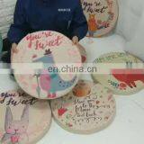 Cushion Cover Removable And Washable Simulated Linen Material Sponge Filling Animal Pattern Round Floor Cushion