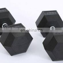Cross Fitness Gym Basic Equipment Rubber Coated Hex Dumbbell thumbnail-5