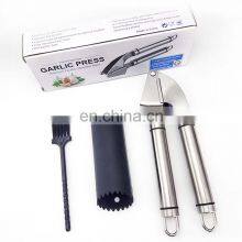 Custom Logo Amazon Online Shopping Kitchen Accessories Manual Stainless Steel Garlic Press Crusher Mincer With Peeler And Brush thumbnail-1