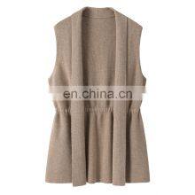 Manufacturer New Arrival Sleeveless Cashmere Cardigan Spring Autumn Lace up Sweater With Front Logo thumbnail-1
