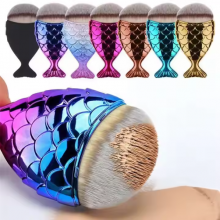 Free Sample Customized Label Mermaid Fish Shell Girl Like Foundation Brushes Nylon Hair Makeup Brush for Foundation Liquid