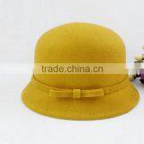 British Style Bowknot Ribbon Dome Wool Felt Elegant Charm Women Church Hat thumbnail-6