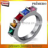 Womens CZ Diamond Rainbow Rhinestone Classic Engagement Bridal Designs Fashion Jewelry Ring thumbnail-1