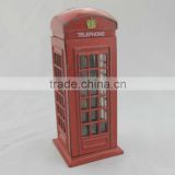 YL300OEM antique public telephone piggy bank,London souvenir 3D telephone box,diecast metal London telephone booth