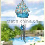Ceramic Boat Garden Wind Chimes With Solar Led Lights