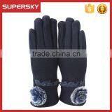 V-369 Fur Pom Pom Ladystyle Stylish Wool Women Warmer Gloves Magic Finger Gloves thumbnail-3