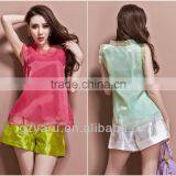 Organza Pure Color Falbala Sleeveless Top thumbnail-1
