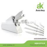 Soft Touch Silicone Knife Set Stainless Steel Knife Wooden Block thumbnail-1