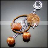 Big Artificial Pear Beaded&Metallic Straw Hat&Heart Shape Alloy Keychain