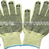 Aramid string knit glove with pvc dots on both sides