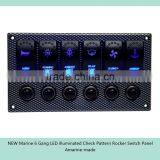 Marine Boat LED Illuminated Check Pattern Rocker Switch Panel thumbnail-2