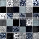 glass mix stone mosaic tile glass stone mosaic for home decoration (size 12'x12')