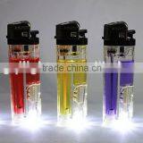 Color Gas Plastic Flint Lighter With LED Torch thumbnail-4