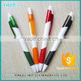 Plastic white barrel ballpen with colored grip