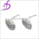 Pave Setting 925 Sterling Silver Cubic Zirconia Elegant Stud Earrings thumbnail-1