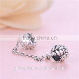 Solid Silver Flower Safety Chain Fit for Silver European Brand Bracelet thumbnail-1