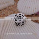 New Fashion Silver Bead handcraft custom Silver Charm hollow out round silver bead Engraved S925 Fashion Jewelry T045